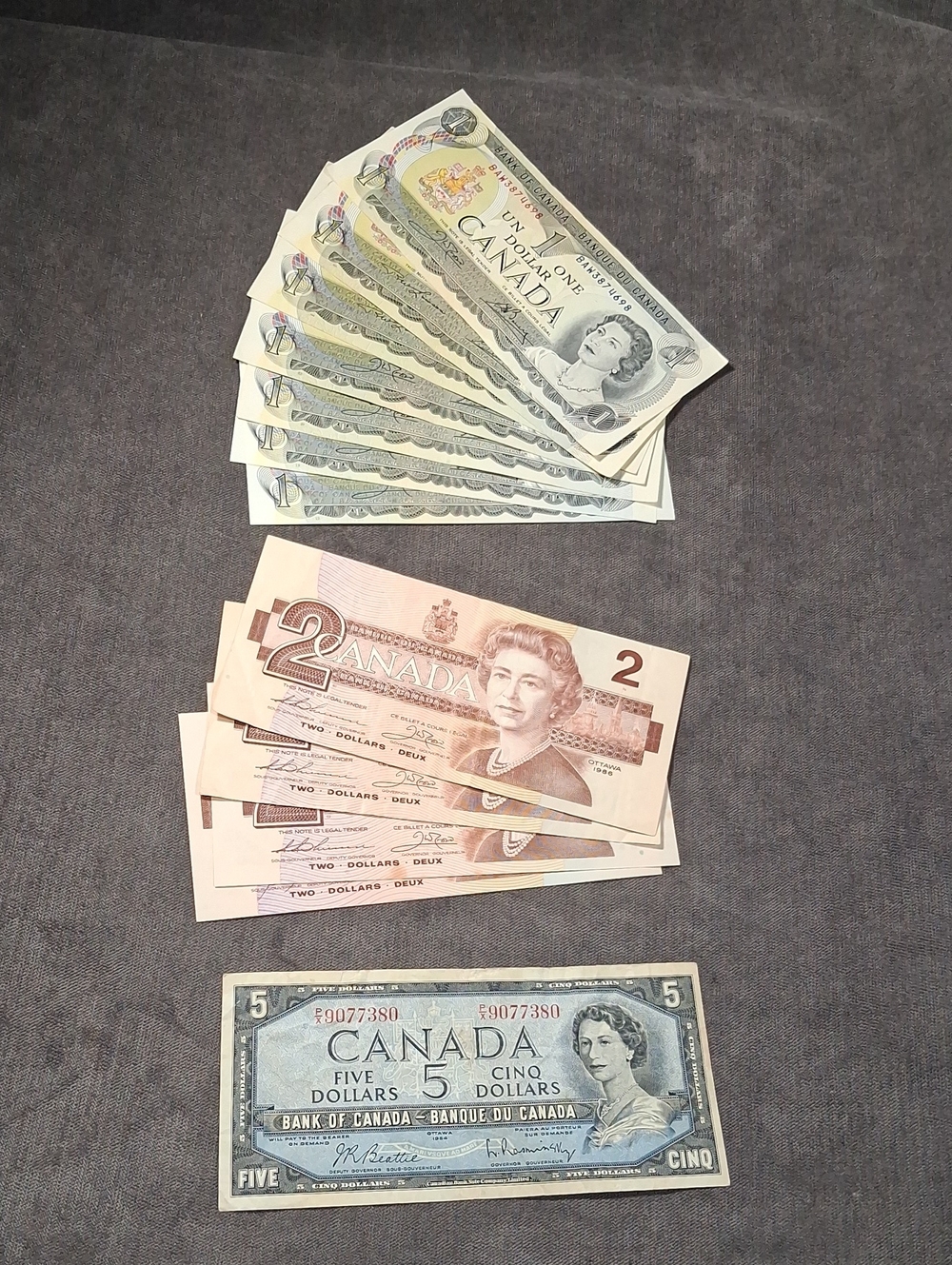 Lot of 12 Vintage Canadian $1 $2 $5 Banknotes Currency Collectible G- to VG+